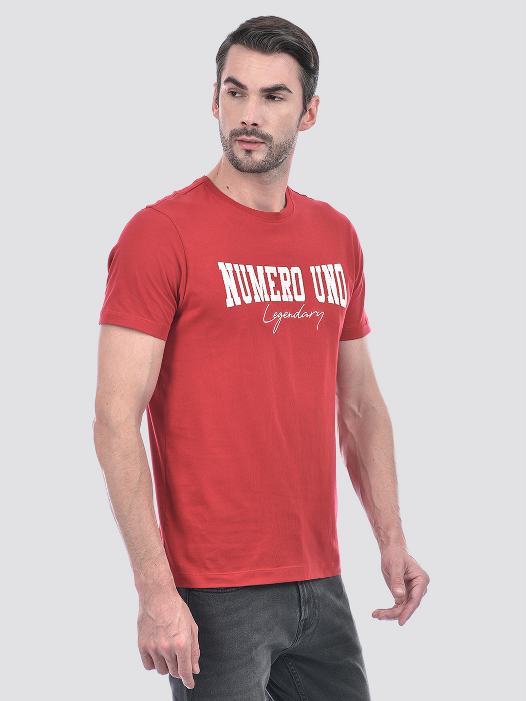 Numero Uno Men Red Graphic Print T-Shirt